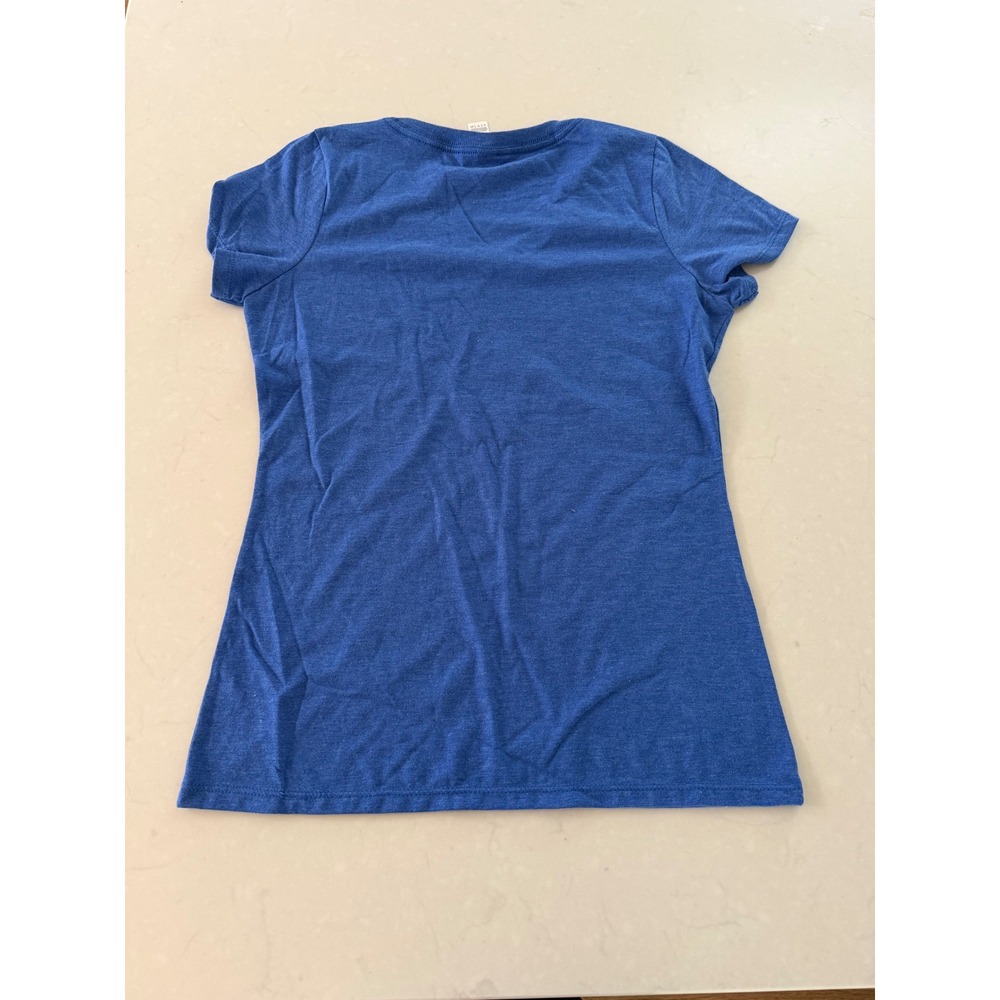 District Perfect Tri V-Neck T-Shirt Womens Small Heather Royal Blue DM130L - Picture 2 of 5